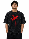 Spider Graphic Acid Washed Oversized T-Shirt